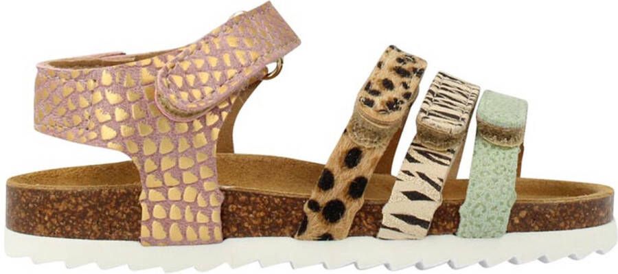 Develab leren sandalen oudroze Meisjes Leer Meerkleurig 25