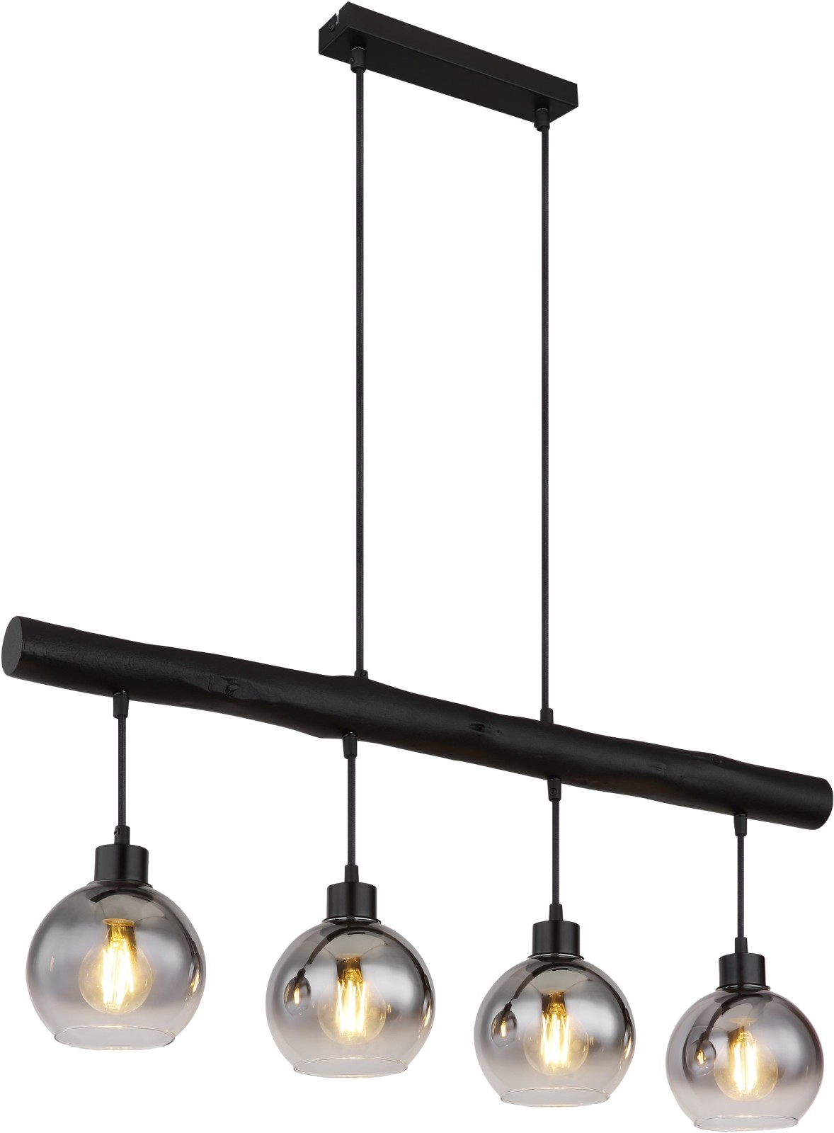 Pendelleuchte - schwarz - matt - Metall-Holz - 120 cm