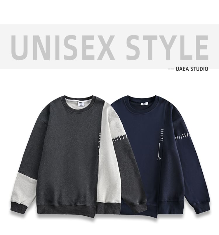 Chuoku - Asymmetrische sweatshirt met ronde hals en patchwork