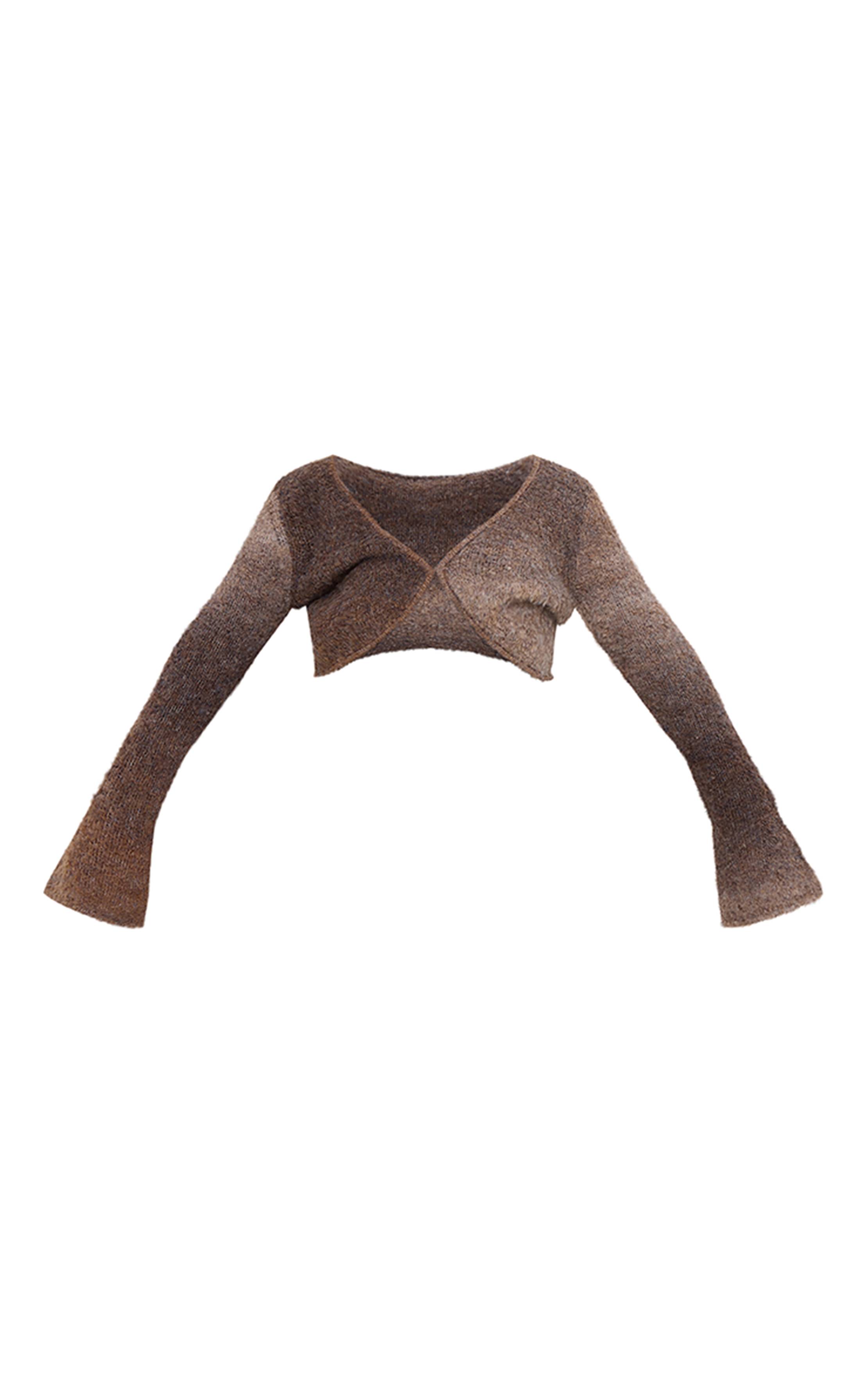 Moka Mini Cardigan En Maille Texturée À Rayures Et Manches Évasées