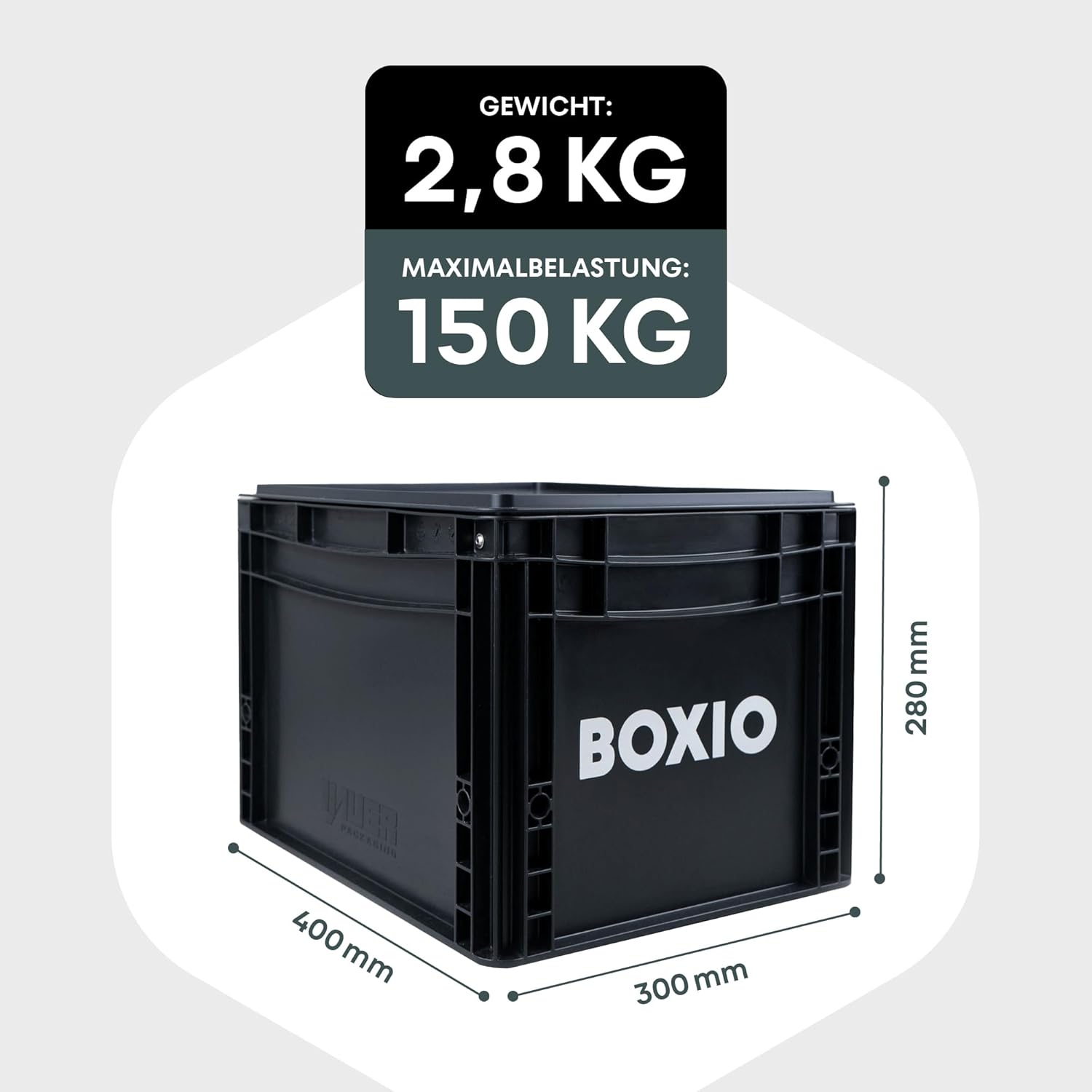 BOXIO - TOILET: Campingtoilette 40x30 kompakt, mobile Trockentrenntoilette ohne Chemie für Camping, Van, Outdoor, Dachzelt: Toilette auf Eurobox Basis ohne Strom für unterwegs, schwarz