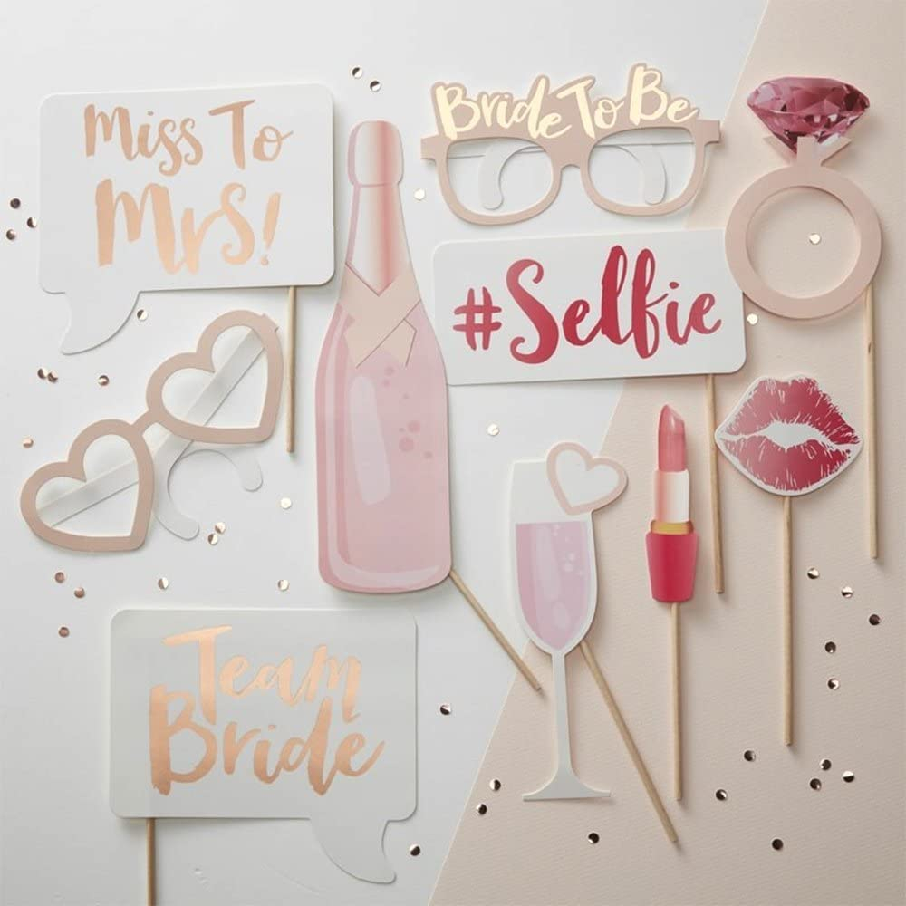(10er Set) Photo Booth Fotorequisiten Party Foto Accessoires Junggesellinnenabschied Dekorationen für lustige Bilder - Bride To Be