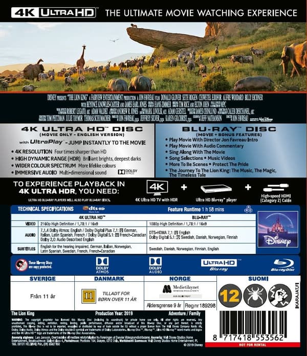 The Lion King (2019) (4K Ultra HD + Blu-ray) (Import)