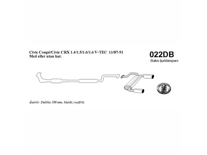 Bagpotte Honda Civic 1,4/1,5/1,6 87-91