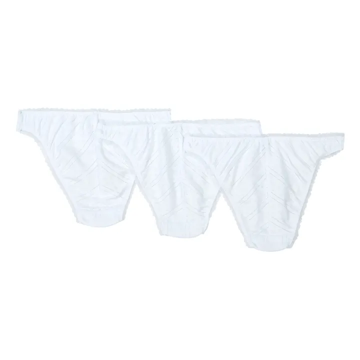 Cou Cou Intimates Pack de 3 Culottes Hautes Pointelle Coton Bio | Blanc