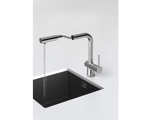 Keukenkraan met handdouche Schock Laios RVS afwerking 517125