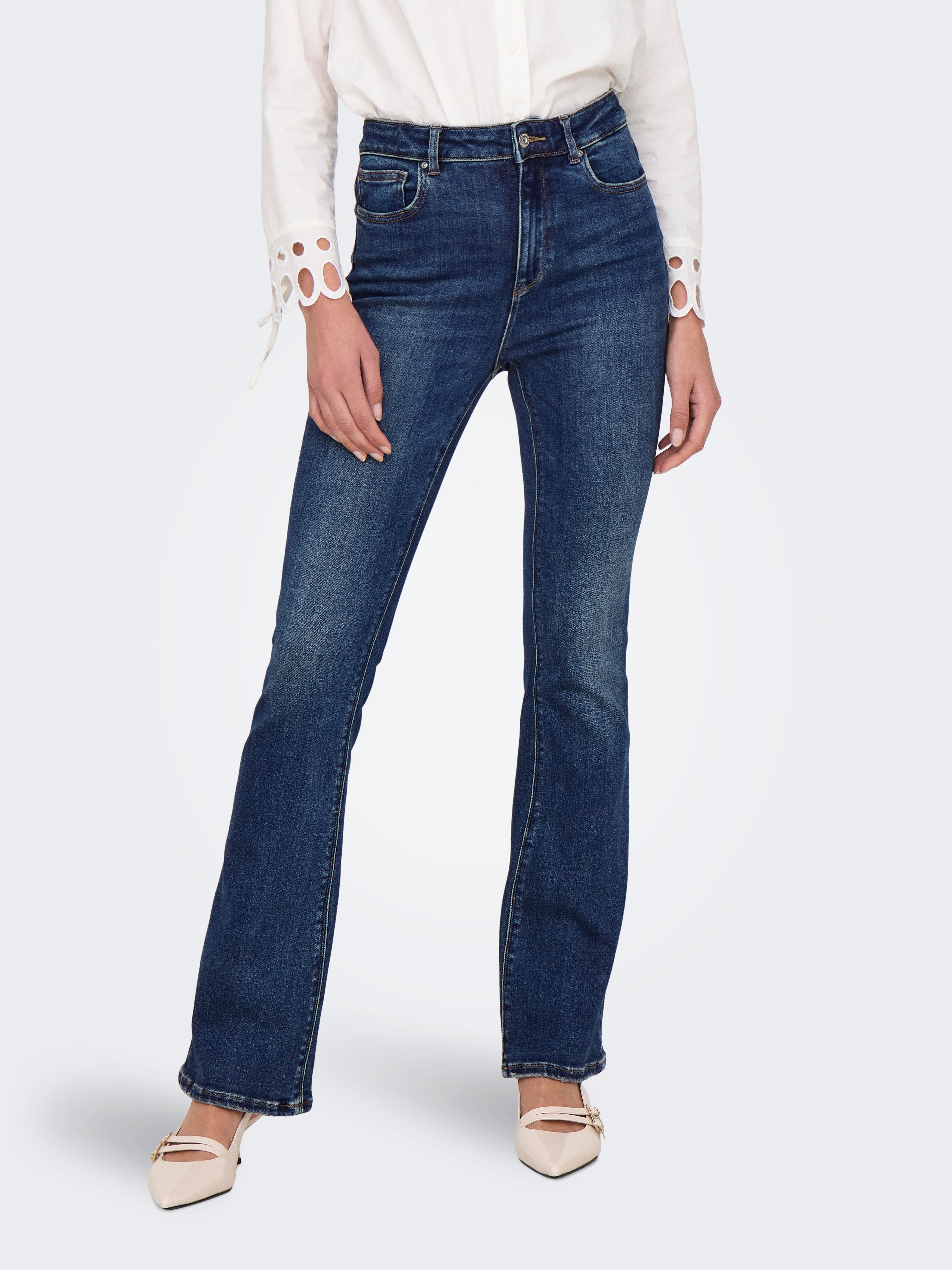 ONLMILA Hohe Taille Ausgestellt Jeans Dark Blue Denim