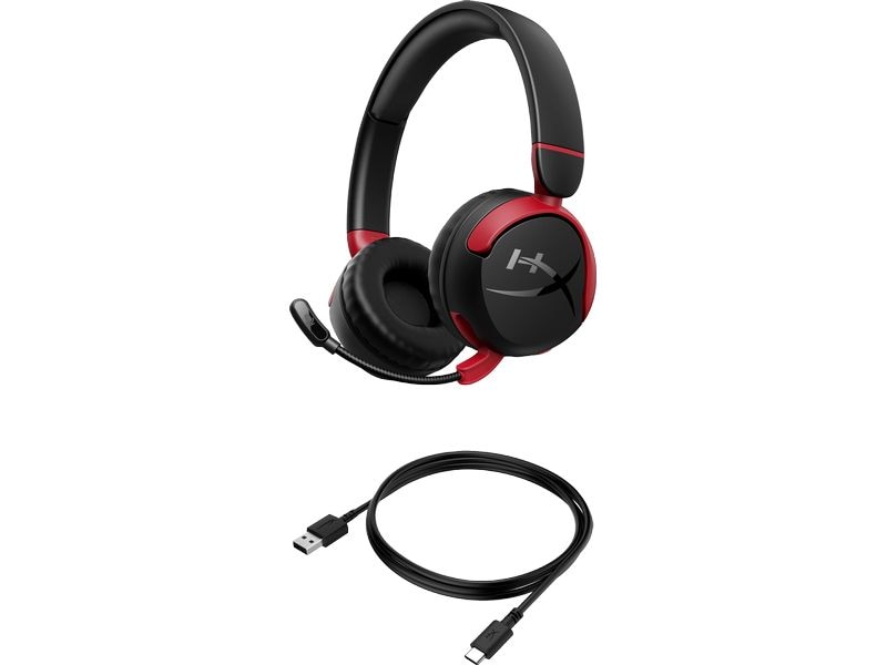 HyperX Headset Cloud Mini Wireless Rot/Schwarz Komfortables Gaming-Headset für PC und Spielkonsolen