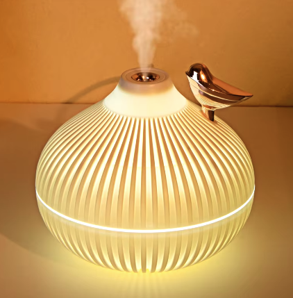 (300ml) Mini USB Luftbefeuchter Aroma Öl Diffuser mit LED Beleuchtung - Weiss / Vogel
