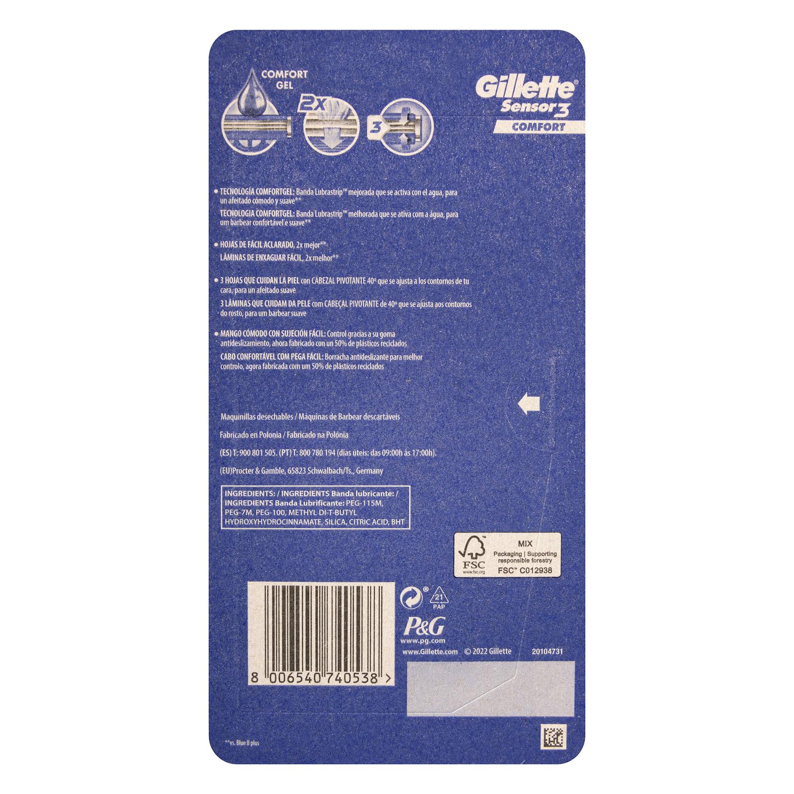 Rasoirs jetables Gillette Sensor Comfort à 3 lames