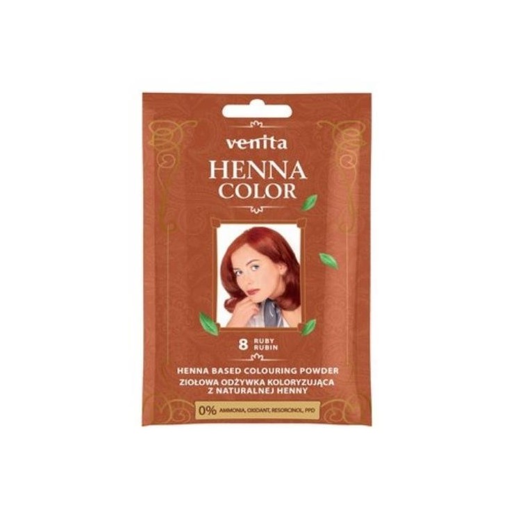 Venita Henna Color ziołowa Odżywka koloryzująca z naturalnej henny /8/ Rubin 25 g ( 30-09-2023 )