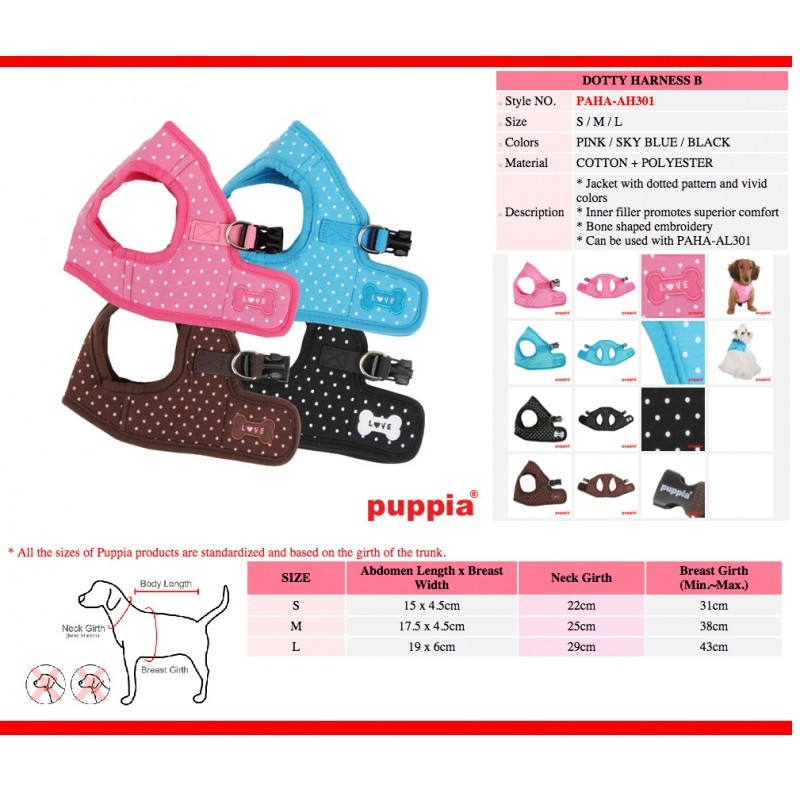 Colete peitoral Dotty para cães, rosa