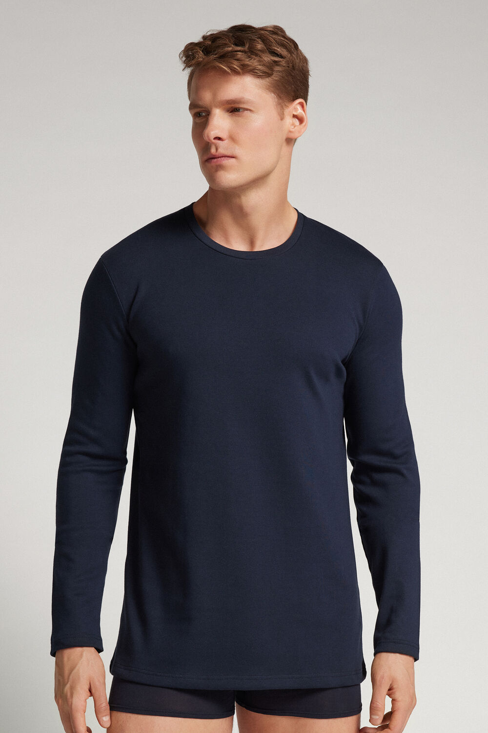 Blusa de manga comprida em algodão quente