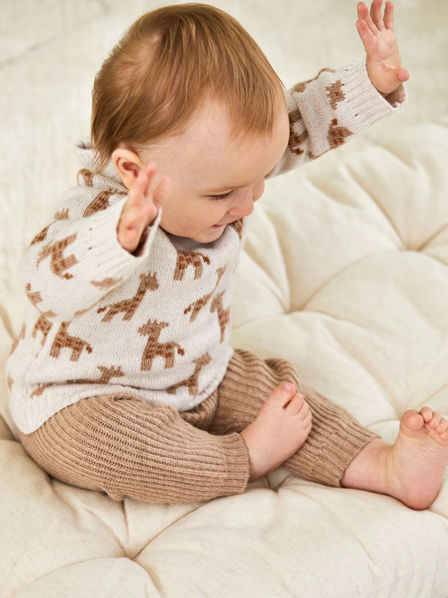 JoJo Maman Bébé gebreide giraffe Trui en Broeken Baby Set