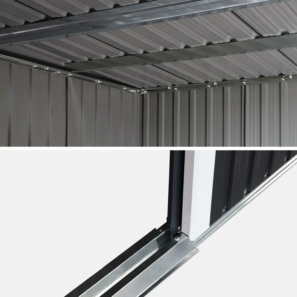 Abri de jardin en métal couleur anthracite 4.85m2 avec puits de lumière - audomarois-