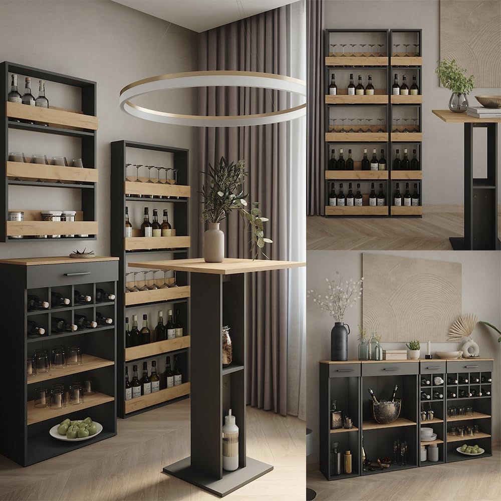Vicco Esstisch Repose, Anthrazit/Goldkraft Eiche, 160 x 80 cm ausziehbar