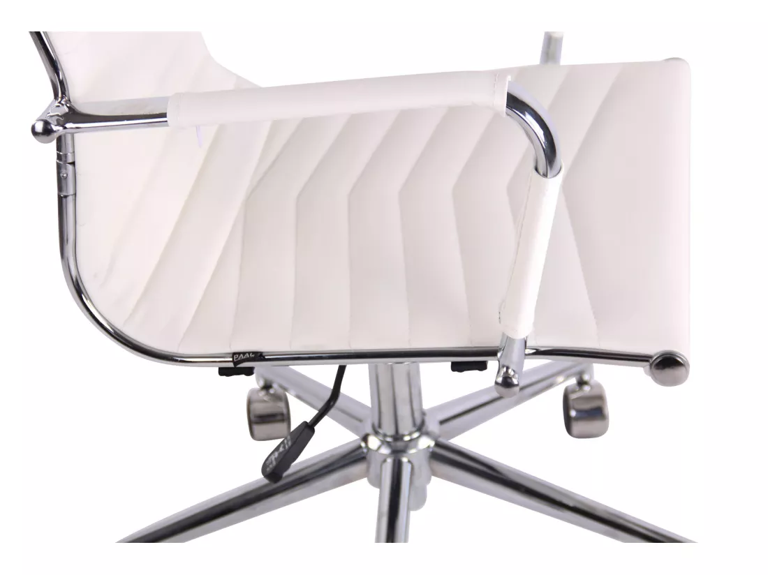 Chaise de bureau - Similicuir & Métal chromé - Blanc - Batley