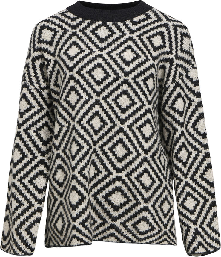 Object OBJDIANA LO L/S KNIT PULLOVER NOOS Black/sandshell multi col