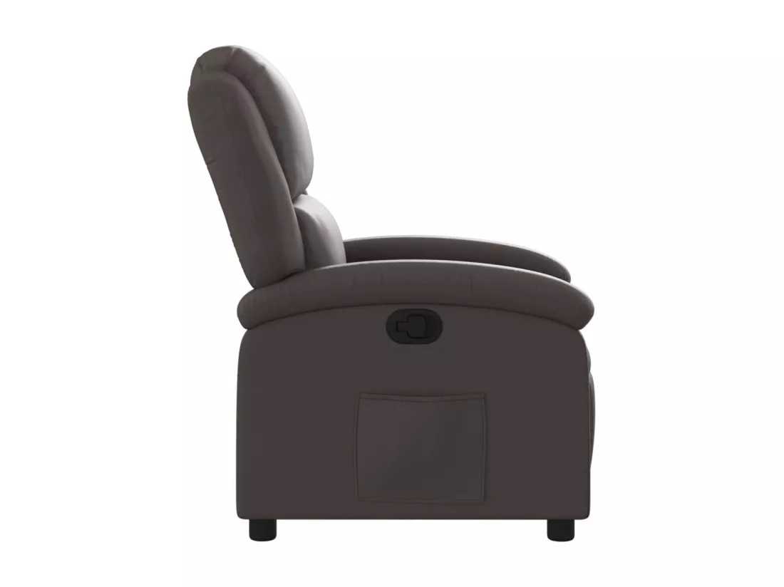 Fauteuil inclinable marron foncé cuir véritable