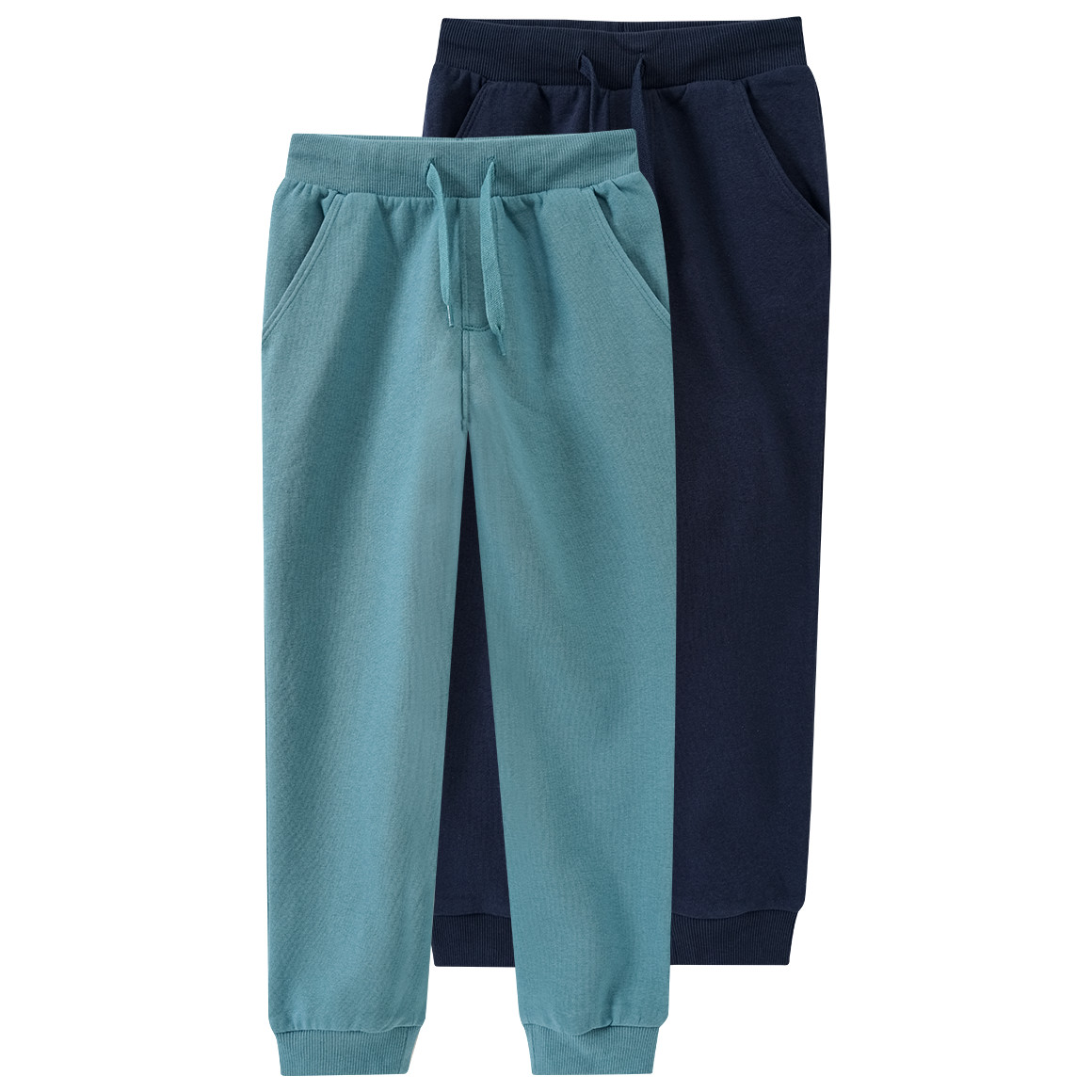 Famy 2 Jungen Jogginghosen mit Tunnelzug dunkeltürkis / dunkelblau