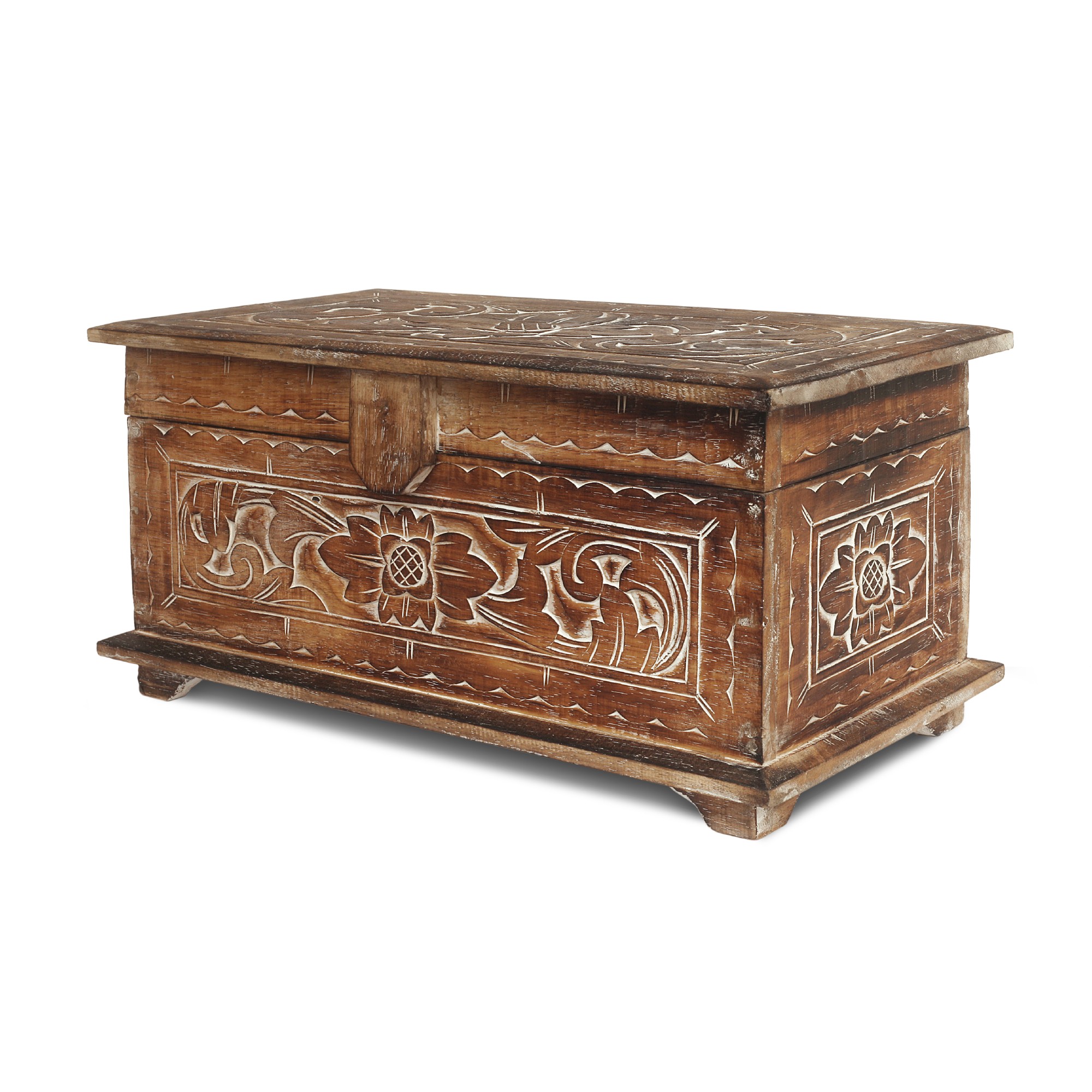 3er-Set Truhe mit Blumenmotiv, aus Albesiaholz von fischer's lagerhaus