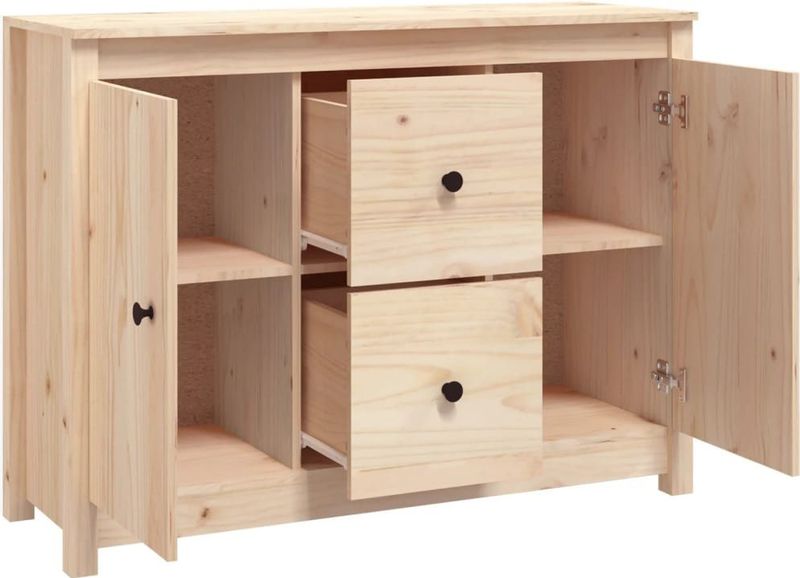 vidaXL - Dressoir - Massief Grenenhout - 2 Lades - 4 Vakken