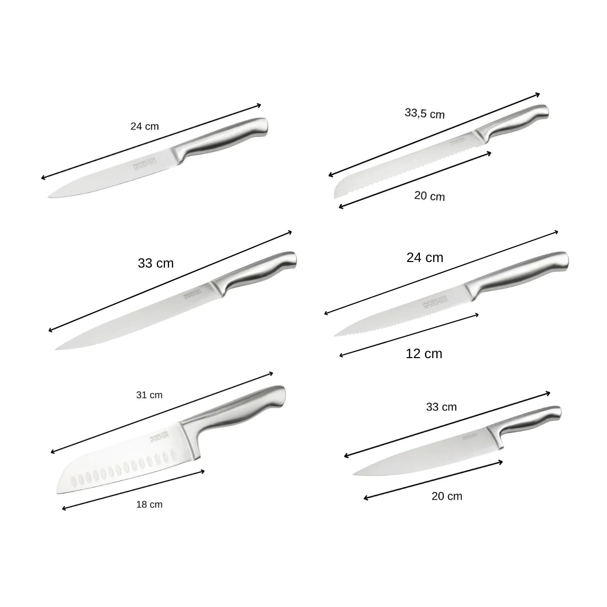 Ensemble de 6 couteaux de cuisine professionnels Star