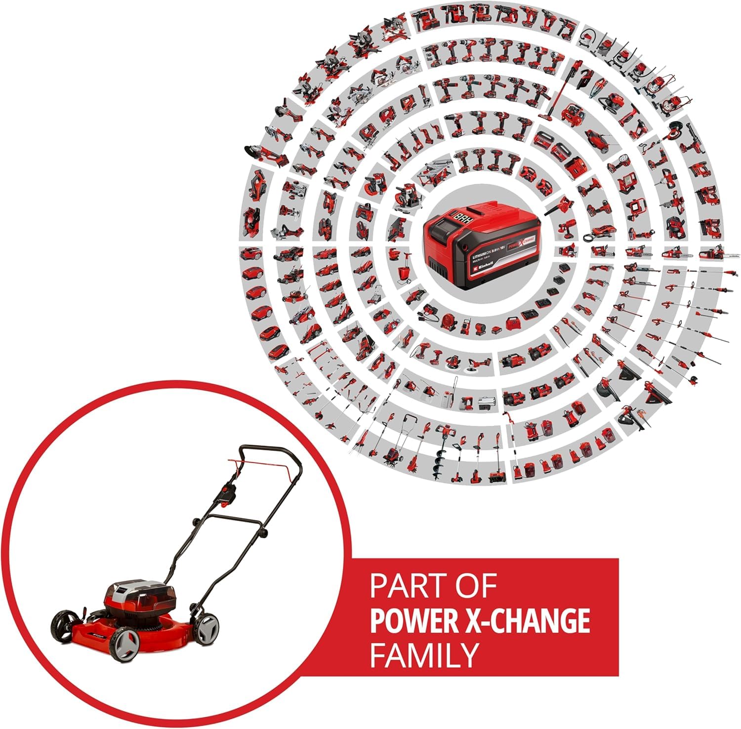 Einhell Tondeuse à gazon sans fil GE-CM 36/48 Li M-Solo Power X-Change (36 V, 48 cm largeur de coupe, jusqu'à 1000 m², fonction mulching) Livré sans B