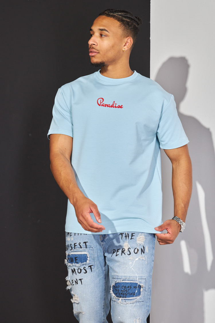 T-shirt bleu ciel paradise