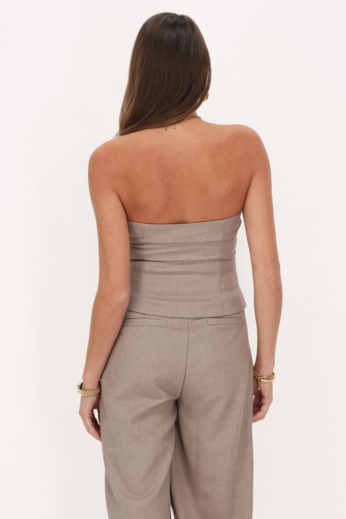 Beige corset top met strikjes