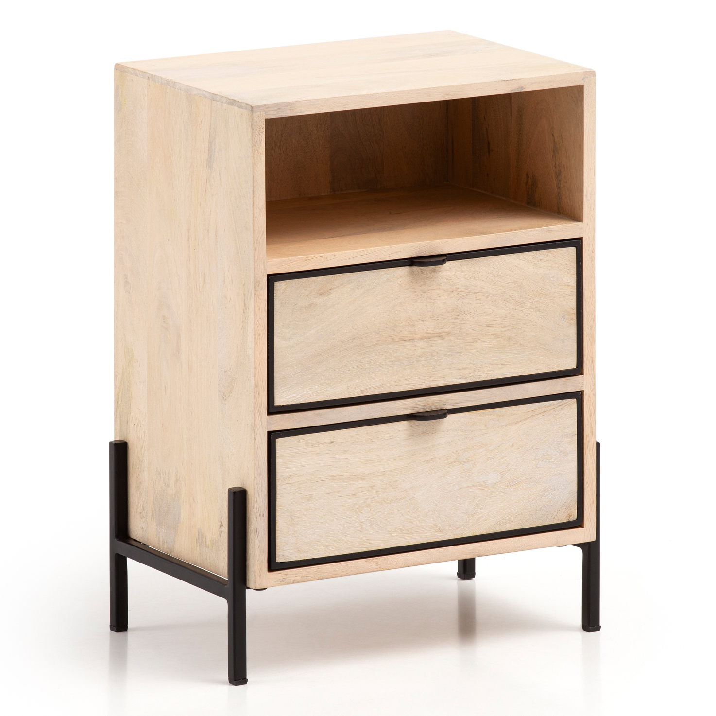 Nachtkonsole - Mango Massivholz - schwarz - 60 cm hoch