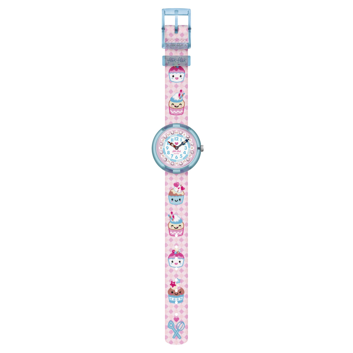 Montre FLIK FLAK Future dreams Bake it up enfant plastique biosourcé bracelet PET recyclé rose