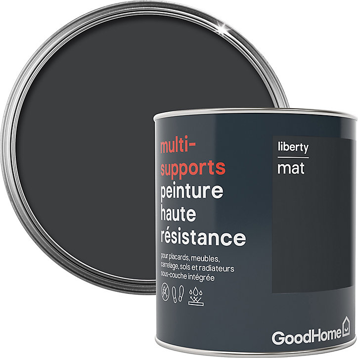 Peinture haute résistance multi-supports GoodHome noir Liberty mat 0,75L