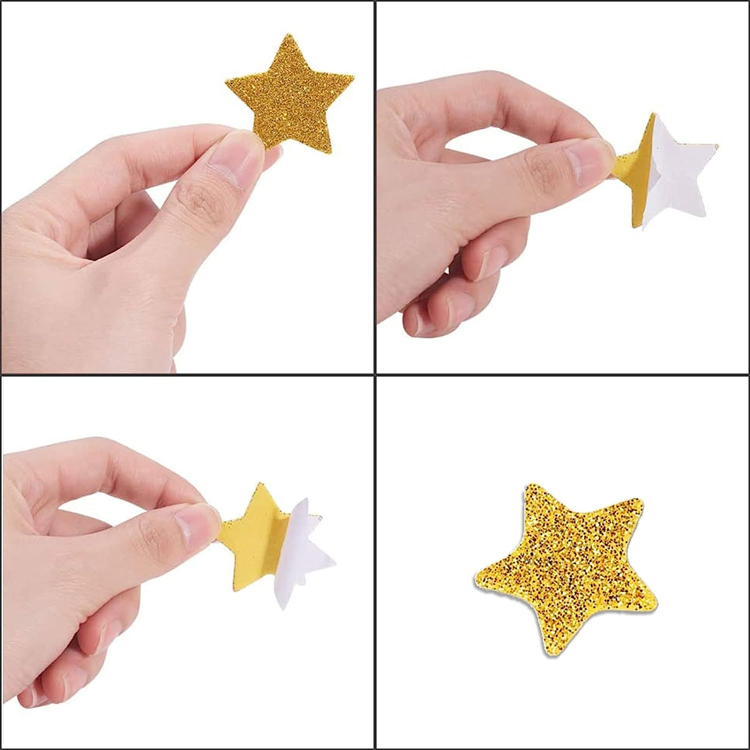(30er Set) Glitzer Moosgummi Sticker Selbstklebende Bastel Aufkleber - Herzen / Sterne