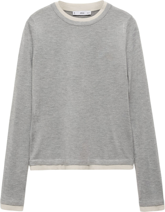 MANGO Contrast trim sweater Lt pastel grey