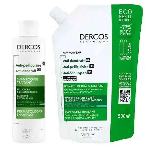 Shampoo Anticaspa Vichy Dercos DS para Cabelos Oleosos 200ml + Refil Ecológico 500ml