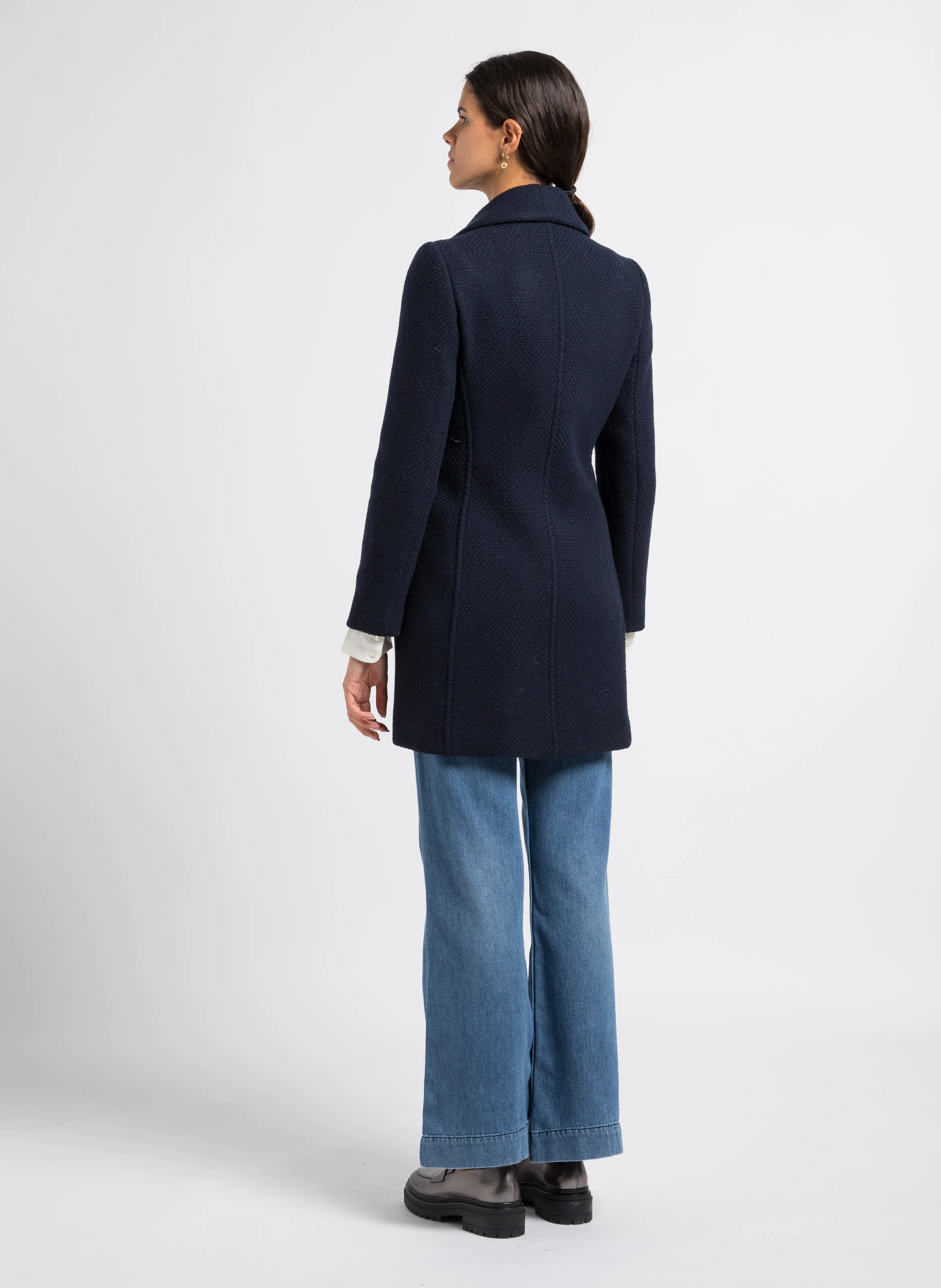 EMILIAN - Jean droit taille haute en coton | Bleu