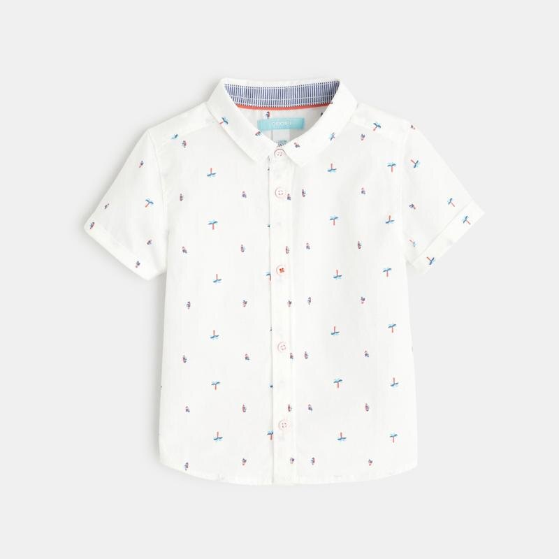 Chemise palmiers et surfs blanche bébé garçon Blanc