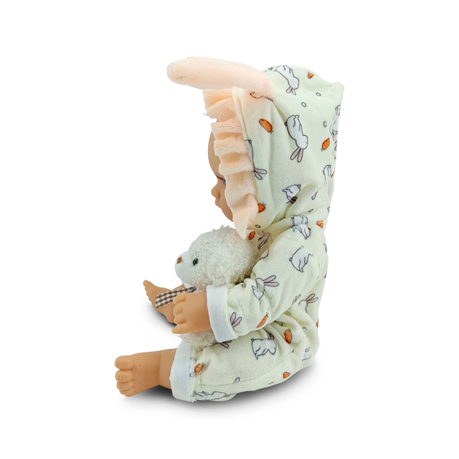 Moni Kinderpuppe Bear und Baby 30 cm Kuscheltier, Schnuller, beweglicher Körper beige