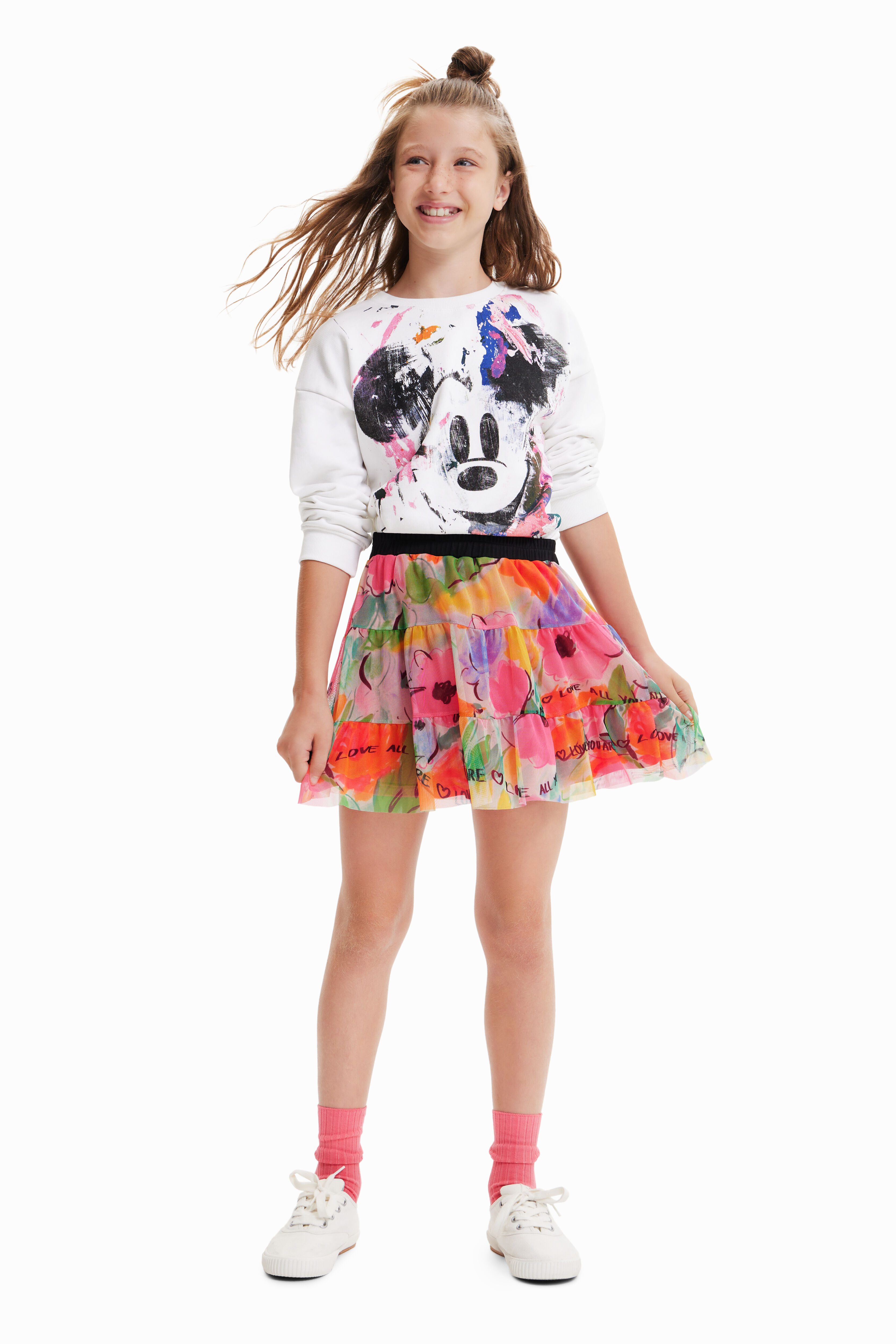 Mini-jupe tulle fleuri