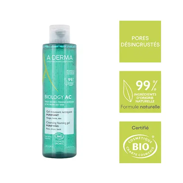 Gel de Limpeza Espumante Purificante A-Derma Biology AC 200 ml