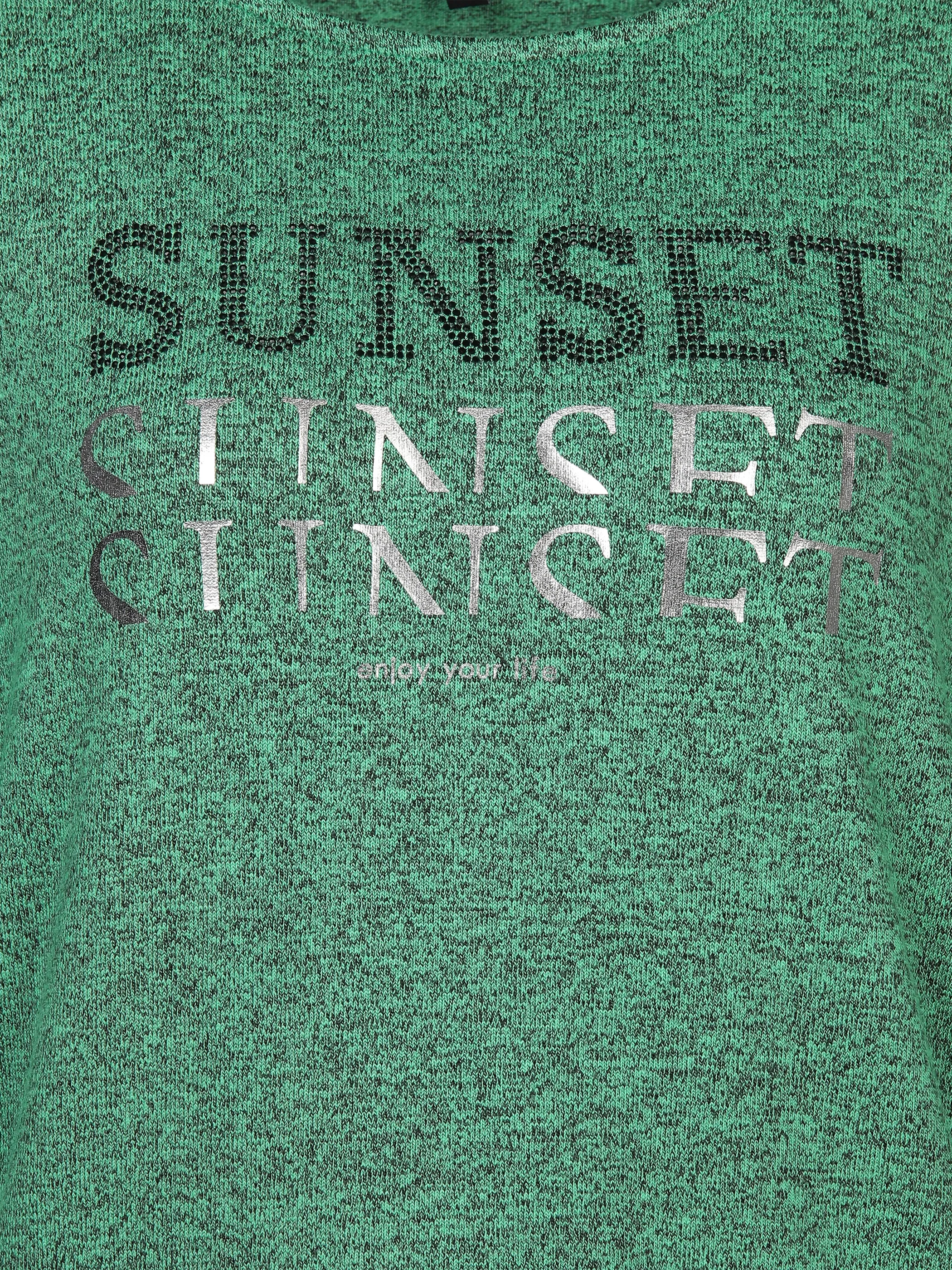 Damen Strickshirt mit Glitzerprint und Strassbesatz