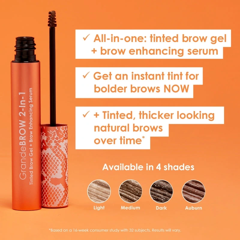 Grande Cosmetics BROW 2-In-1 Tinted Brow Gel + Brow Enhancing Serum 3,5 ml - Dark
