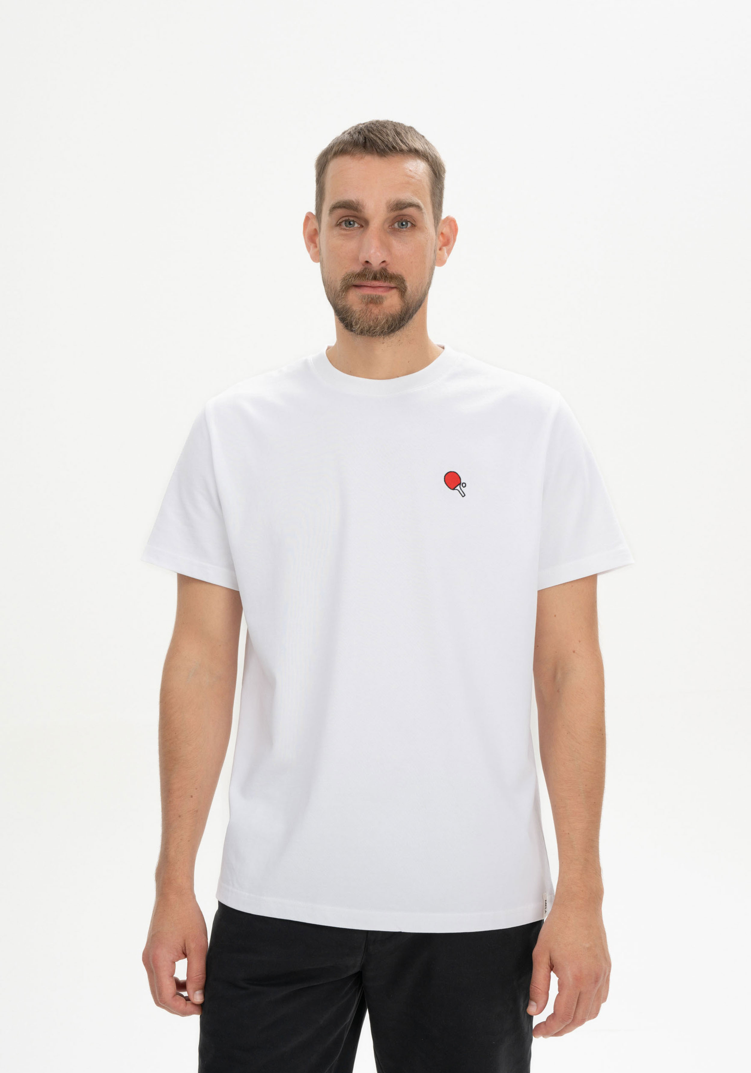 Mela T-Shirt Pravin Embroidery Weiss/Pin-Pong