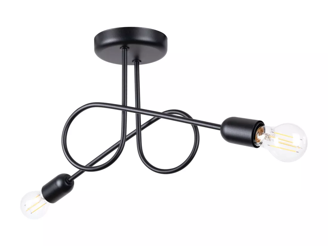Lustre Loop minimaliste en acier - 2 sources lumineuses - L.57 x H.25,5 cm - noir