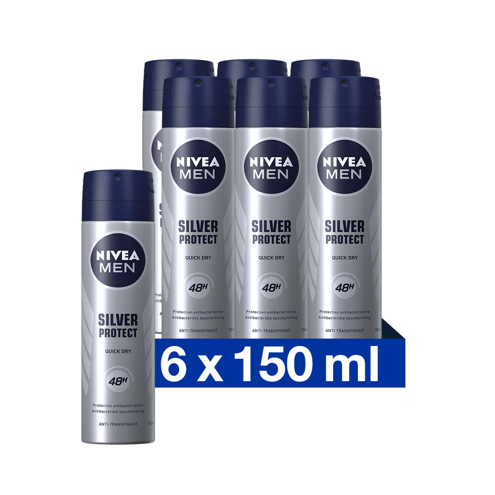 6x Nivea Men Deodorant Spray Silver Protect Dynamic Power150 ml