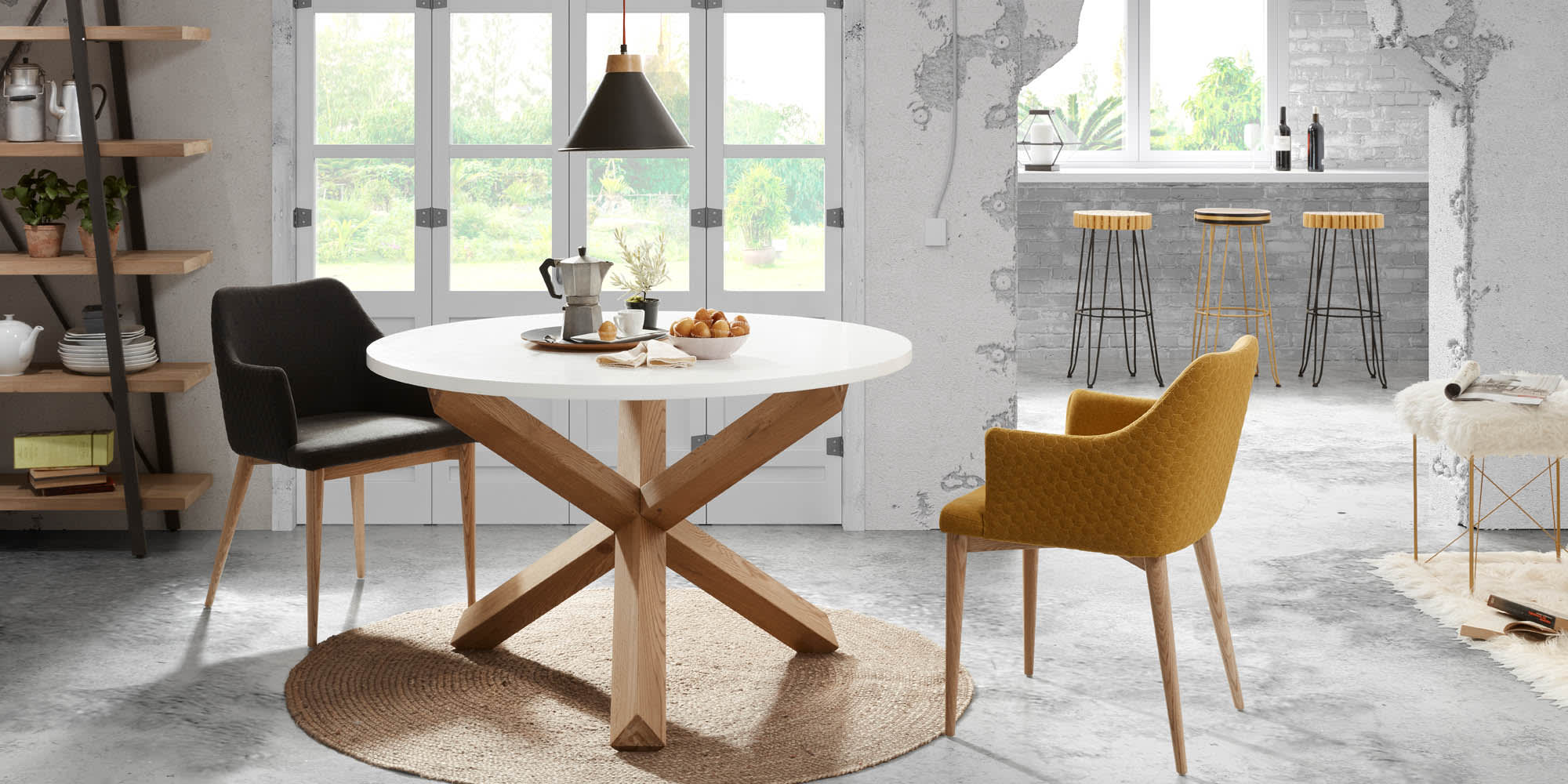 Kave Home Lotus Eettafel - Ã 135 cm - Wit