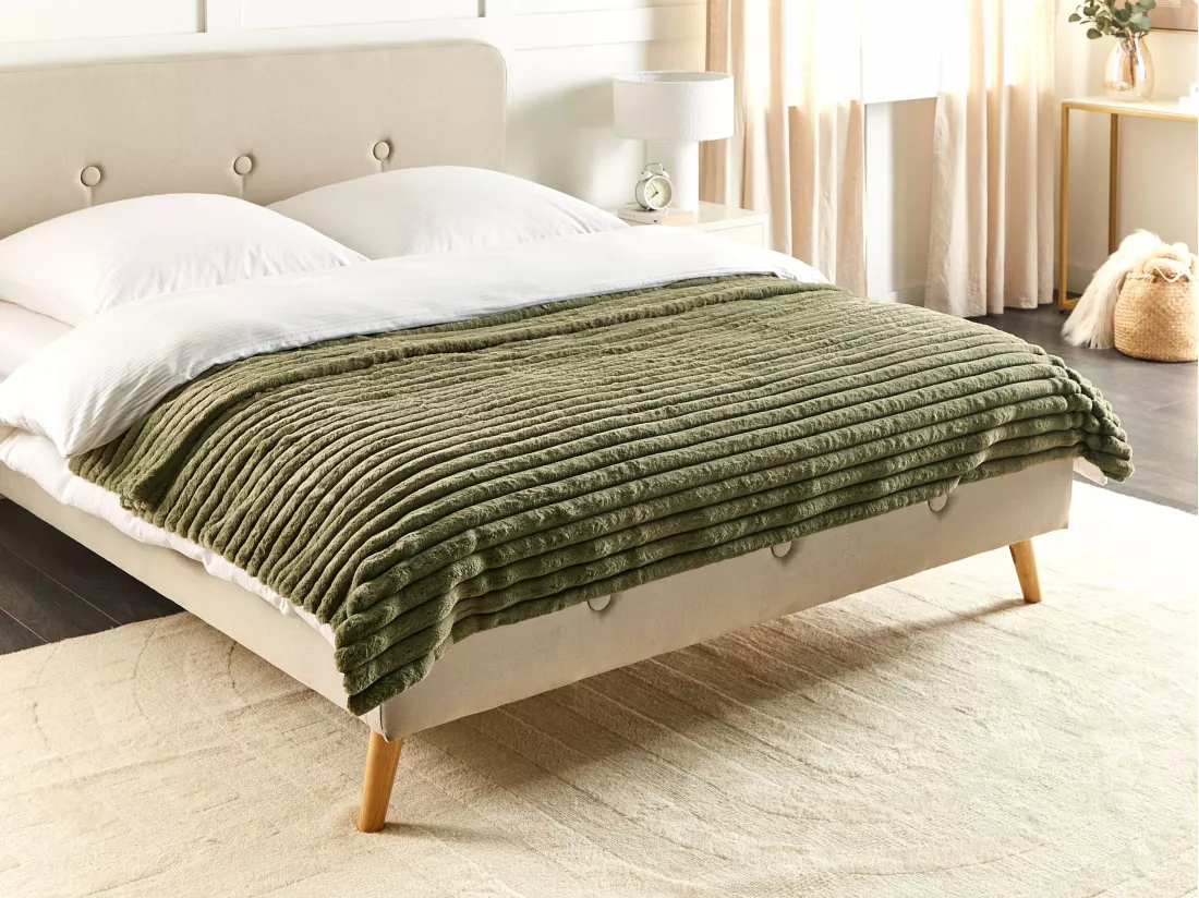 Couvre-lits RAKYA Fourrure synthétique 150 x 200 cm Vert