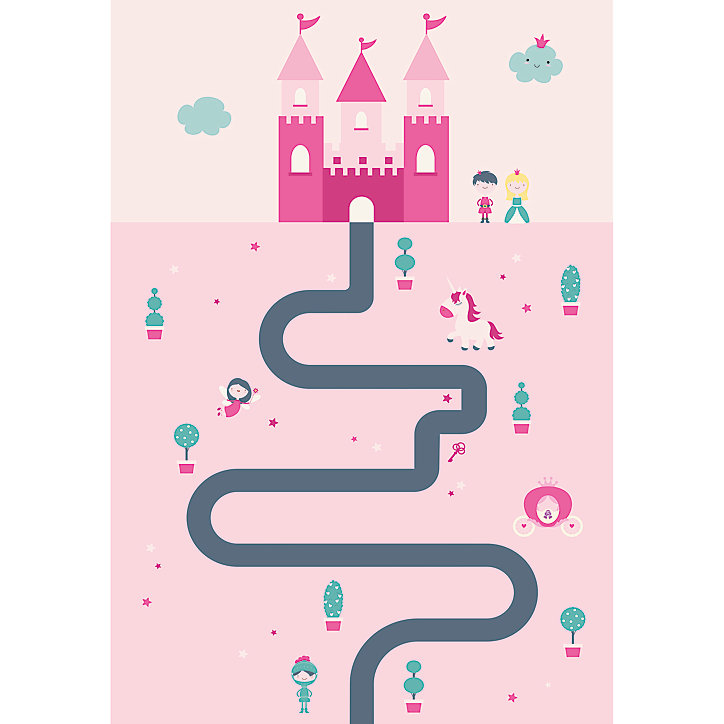 Tapis vinyle motif château de princesse L.95 x l.66 cm x ep. 2 mm