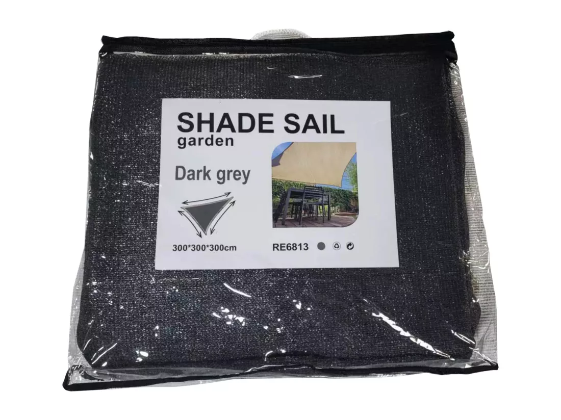 Voile D'Ombrage Triangulaire en Polyéthylène Gris avec Cordes 3x3x3